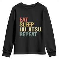 Retro Eat Sleep Jiu Jitsu Repeat Youth Sweatshirt Vintage JiuJitsu BJJ - Wonder Print Shop