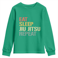 Retro Eat Sleep Jiu Jitsu Repeat Youth Sweatshirt Vintage JiuJitsu BJJ - Wonder Print Shop