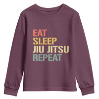 Retro Eat Sleep Jiu Jitsu Repeat Youth Sweatshirt Vintage JiuJitsu BJJ - Wonder Print Shop