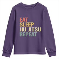 Retro Eat Sleep Jiu Jitsu Repeat Youth Sweatshirt Vintage JiuJitsu BJJ - Wonder Print Shop