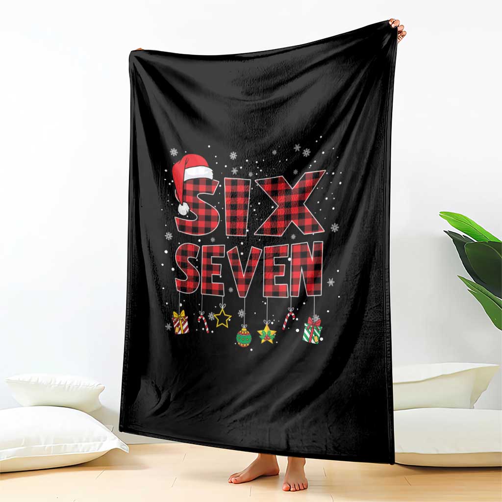 Funny Six Seven Christmas Throw Blanket 67 Meme Gen Alpha Slang Red Plaid Xmas Pajamas - Wonder Print Shop