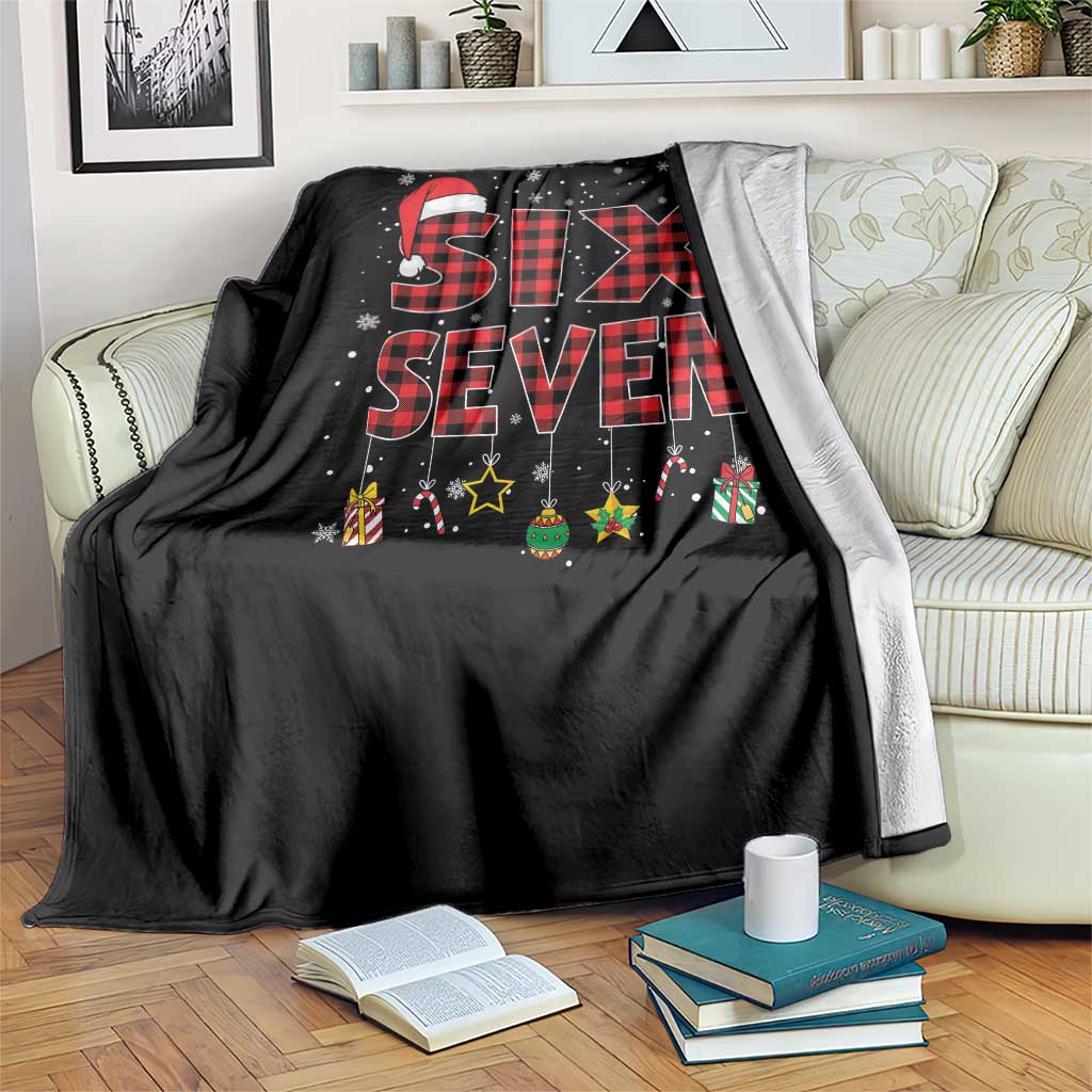 Funny Six Seven Christmas Throw Blanket 67 Meme Gen Alpha Slang Red Plaid Xmas Pajamas - Wonder Print Shop