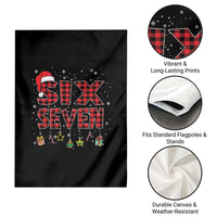 Funny Six Seven Christmas Garden Flag 67 Meme Gen Alpha Slang Red Plaid Xmas Pajamas - Wonder Print Shop