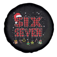 Funny Six Seven Christmas Spare Tire Cover 67 Meme Gen Alpha Slang Red Plaid Xmas Pajamas - Wonder Print Shop