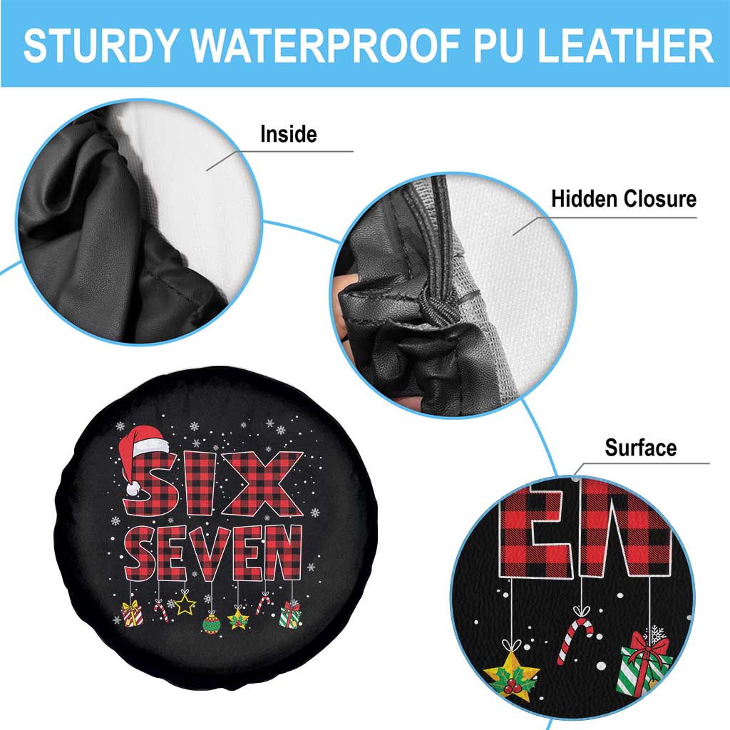 Funny Six Seven Christmas Spare Tire Cover 67 Meme Gen Alpha Slang Red Plaid Xmas Pajamas - Wonder Print Shop