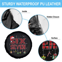 Funny Six Seven Christmas Spare Tire Cover 67 Meme Gen Alpha Slang Red Plaid Xmas Pajamas - Wonder Print Shop