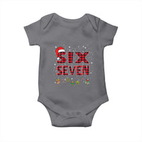 Funny Six Seven Christmas Baby Onesie 67 Meme Gen Alpha Slang Red Plaid Xmas Pajamas - Wonder Print Shop