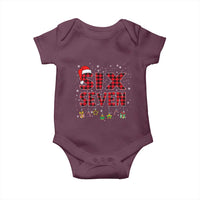 Funny Six Seven Christmas Baby Onesie 67 Meme Gen Alpha Slang Red Plaid Xmas Pajamas - Wonder Print Shop
