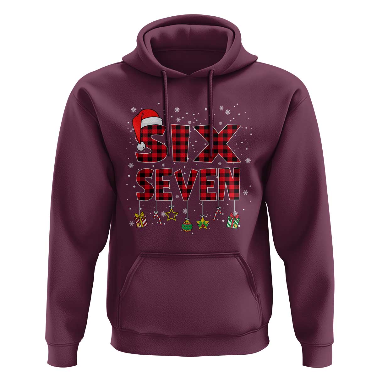 Funny Six Seven Christmas Hoodie 67 Meme Gen Alpha Slang Red Plaid Xmas Pajamas - Wonder Print Shop