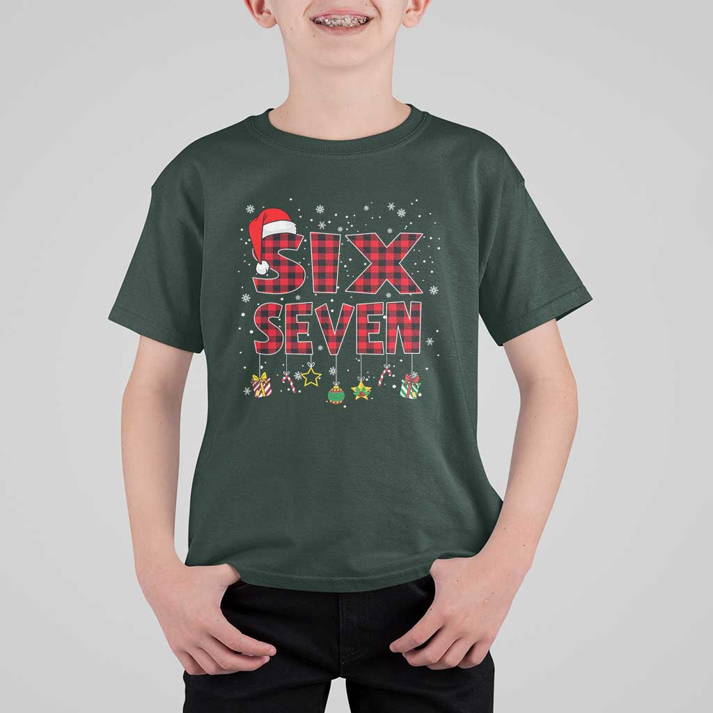 Funny Six Seven Christmas T Shirt For Kid 67 Meme Gen Alpha Slang Red Plaid Xmas Pajamas - Wonder Print Shop