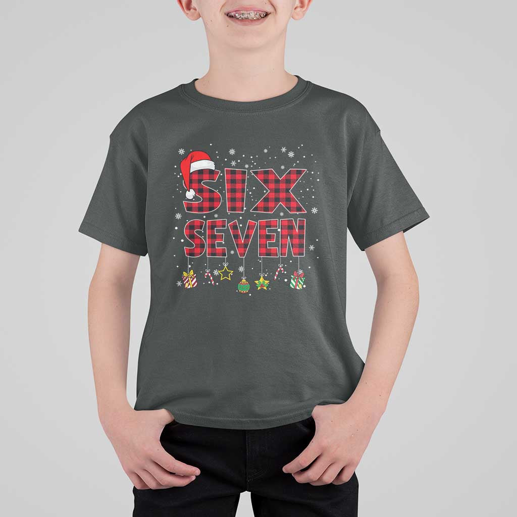 Funny Six Seven Christmas T Shirt For Kid 67 Meme Gen Alpha Slang Red Plaid Xmas Pajamas - Wonder Print Shop