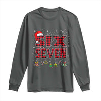 Funny Six Seven Christmas Long Sleeve Shirt 67 Meme Gen Alpha Slang Red Plaid Xmas Pajamas - Wonder Print Shop