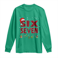 Funny Six Seven Christmas Long Sleeve Shirt 67 Meme Gen Alpha Slang Red Plaid Xmas Pajamas - Wonder Print Shop