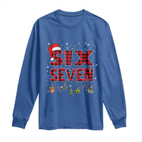 Funny Six Seven Christmas Long Sleeve Shirt 67 Meme Gen Alpha Slang Red Plaid Xmas Pajamas - Wonder Print Shop