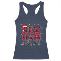 Funny Six Seven Christmas Racerback Tank Top 67 Meme Gen Alpha Slang Red Plaid Xmas Pajamas - Wonder Print Shop