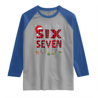 Funny Six Seven Christmas Raglan Shirt 67 Meme Gen Alpha Slang Red Plaid Xmas Pajamas - Wonder Print Shop
