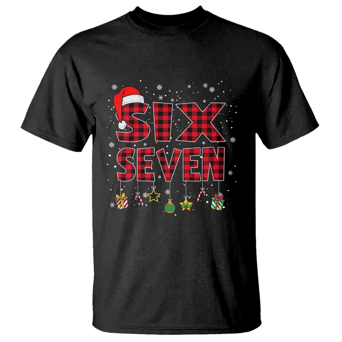 Funny Six Seven Christmas T Shirt 67 Meme Gen Alpha Slang Red Plaid Xmas Pajamas - Wonder Print Shop