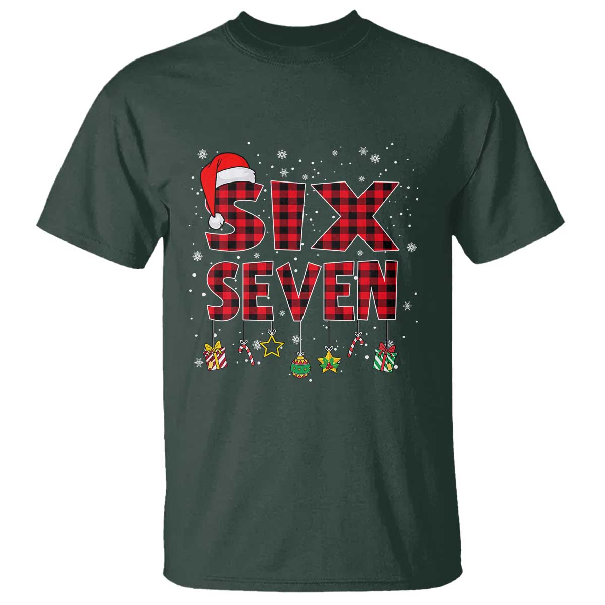 Funny Six Seven Christmas T Shirt 67 Meme Gen Alpha Slang Red Plaid Xmas Pajamas - Wonder Print Shop