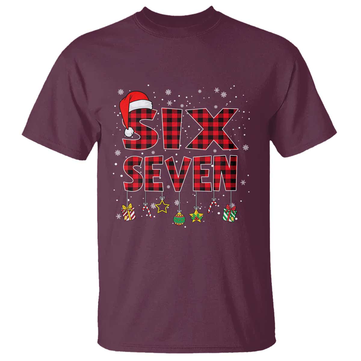 Funny Six Seven Christmas T Shirt 67 Meme Gen Alpha Slang Red Plaid Xmas Pajamas - Wonder Print Shop