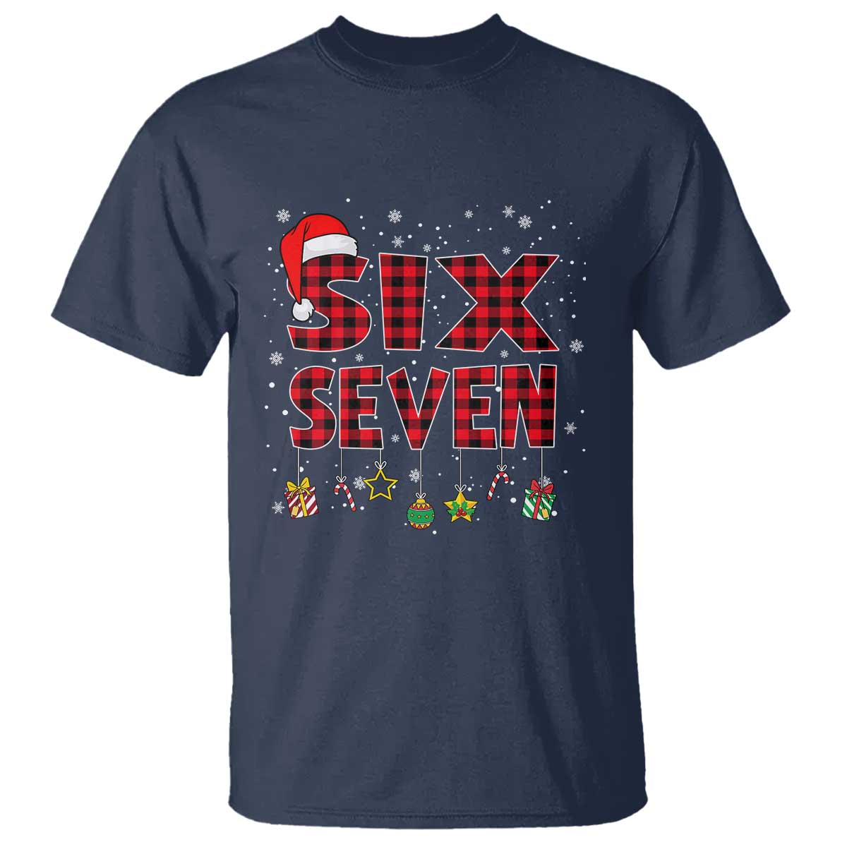 Funny Six Seven Christmas T Shirt 67 Meme Gen Alpha Slang Red Plaid Xmas Pajamas - Wonder Print Shop