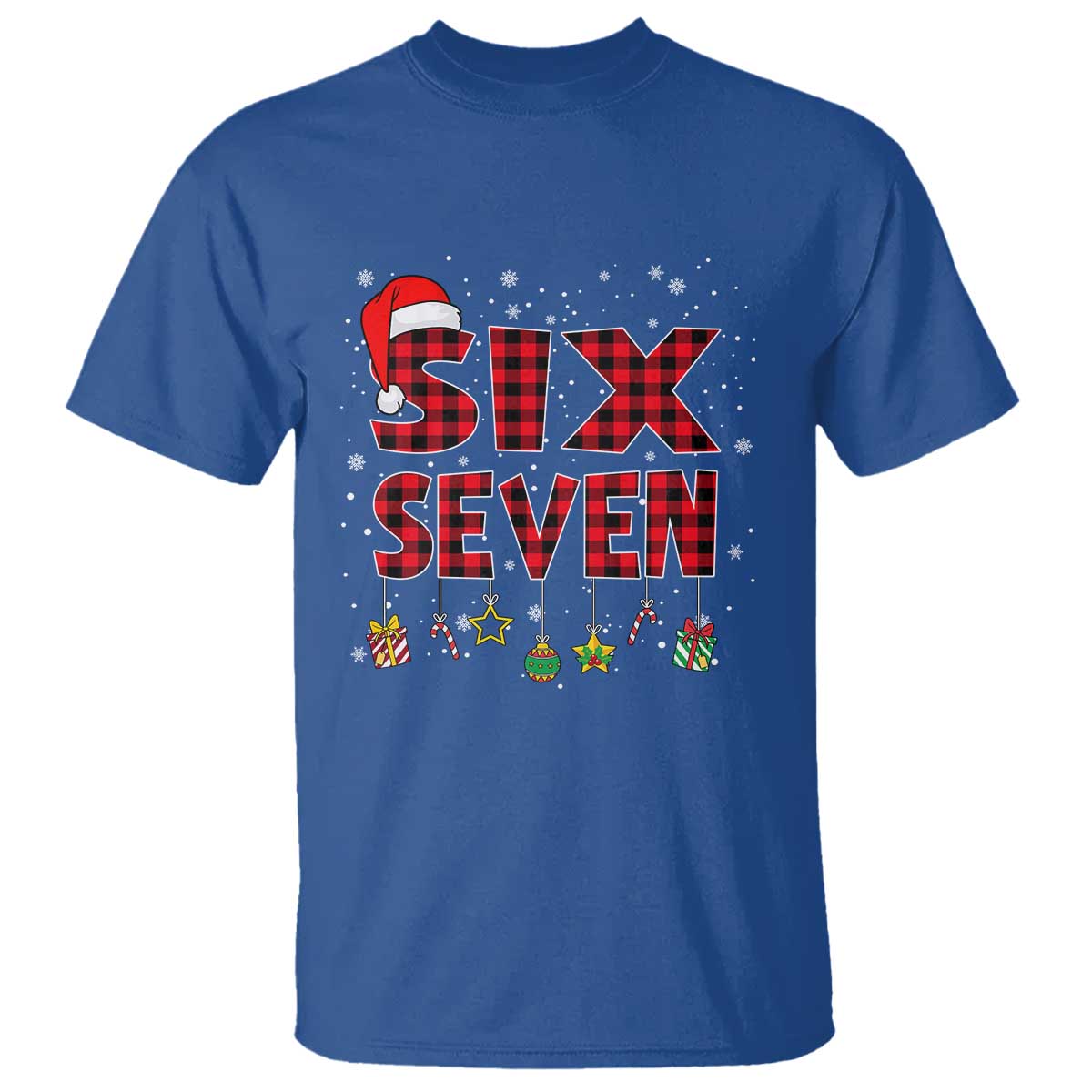 Funny Six Seven Christmas T Shirt 67 Meme Gen Alpha Slang Red Plaid Xmas Pajamas - Wonder Print Shop