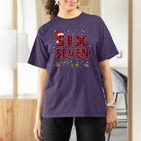 Funny Six Seven Christmas T Shirt For Women 67 Meme Gen Alpha Slang Red Plaid Xmas Pajamas - Wonder Print Shop