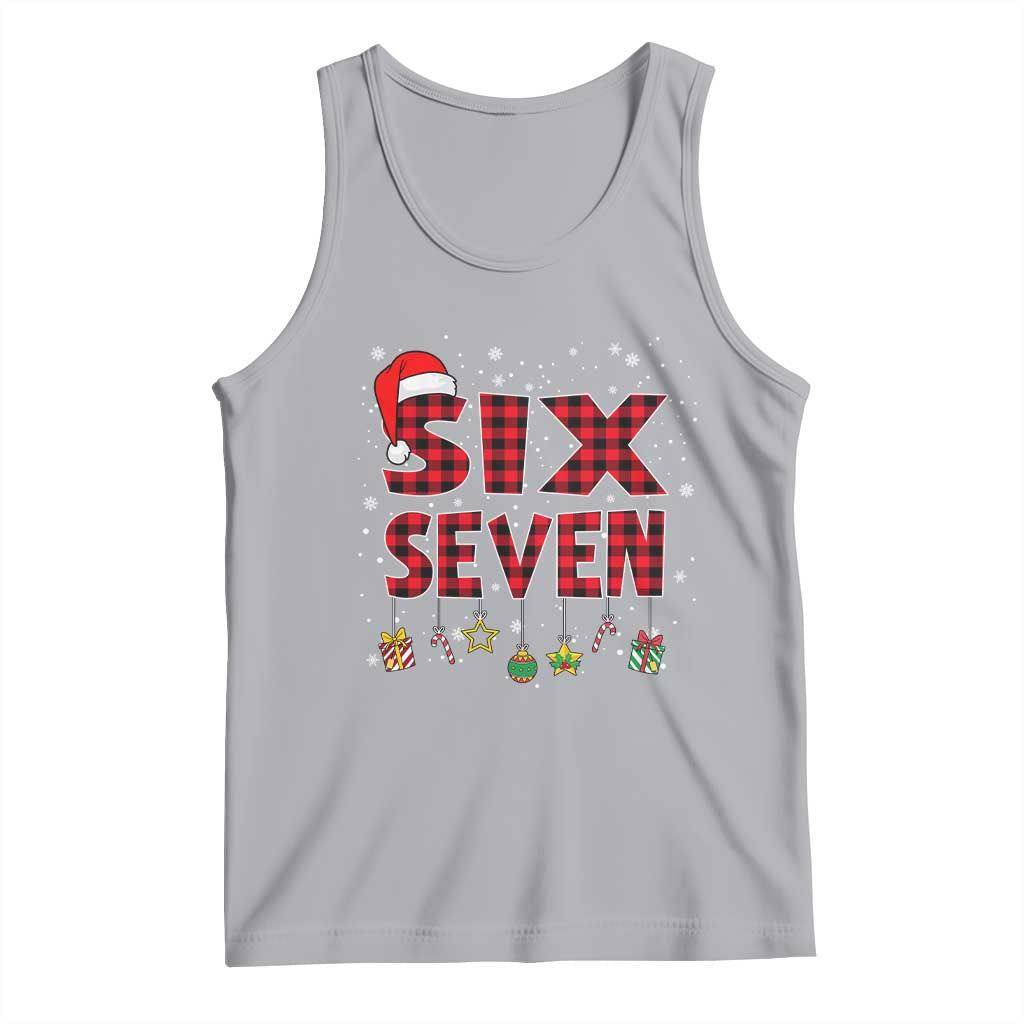 Funny Six Seven Christmas Tank Top 67 Meme Gen Alpha Slang Red Plaid Xmas Pajamas - Wonder Print Shop
