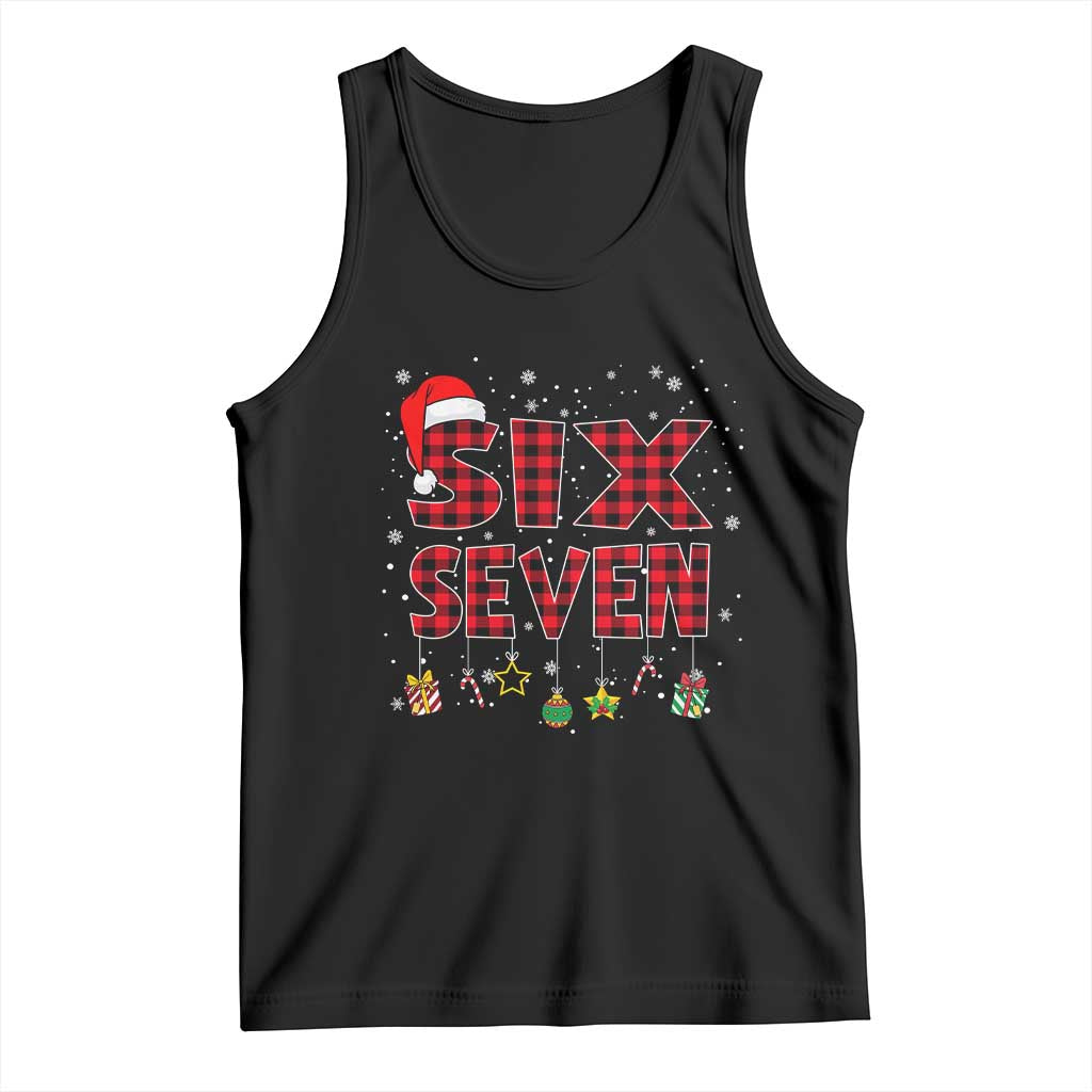 Funny Six Seven Christmas Tank Top 67 Meme Gen Alpha Slang Red Plaid Xmas Pajamas - Wonder Print Shop