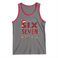 Funny Six Seven Christmas Tank Top 67 Meme Gen Alpha Slang Red Plaid Xmas Pajamas - Wonder Print Shop