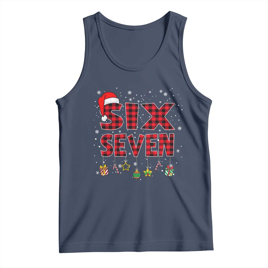 Funny Six Seven Christmas Tank Top 67 Meme Gen Alpha Slang Red Plaid Xmas Pajamas - Wonder Print Shop