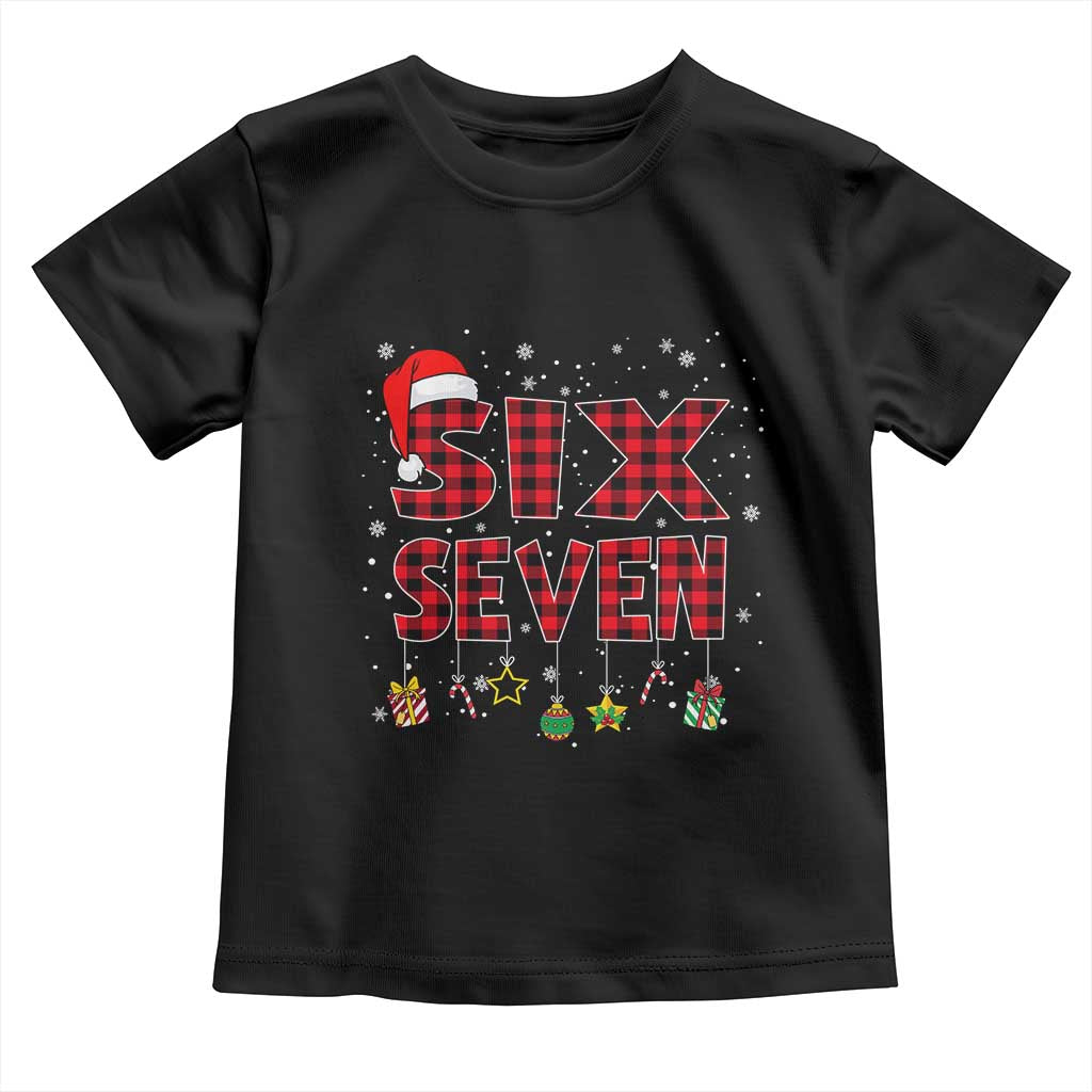 Funny Six Seven Christmas Toddler T Shirt 67 Meme Gen Alpha Slang Red Plaid Xmas Pajamas - Wonder Print Shop