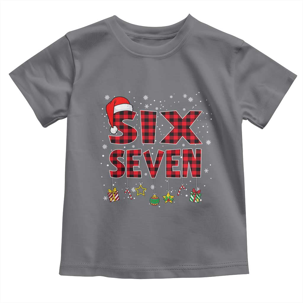 Funny Six Seven Christmas Toddler T Shirt 67 Meme Gen Alpha Slang Red Plaid Xmas Pajamas - Wonder Print Shop