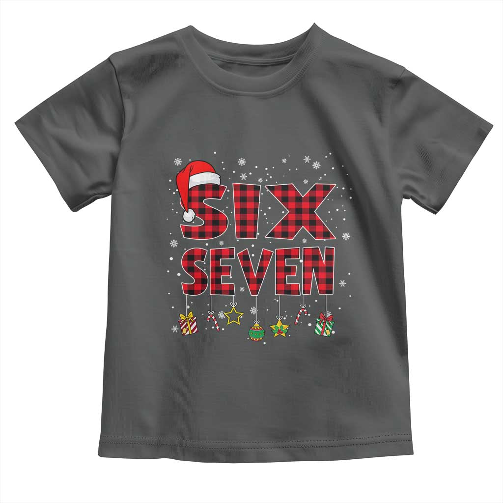 Funny Six Seven Christmas Toddler T Shirt 67 Meme Gen Alpha Slang Red Plaid Xmas Pajamas - Wonder Print Shop