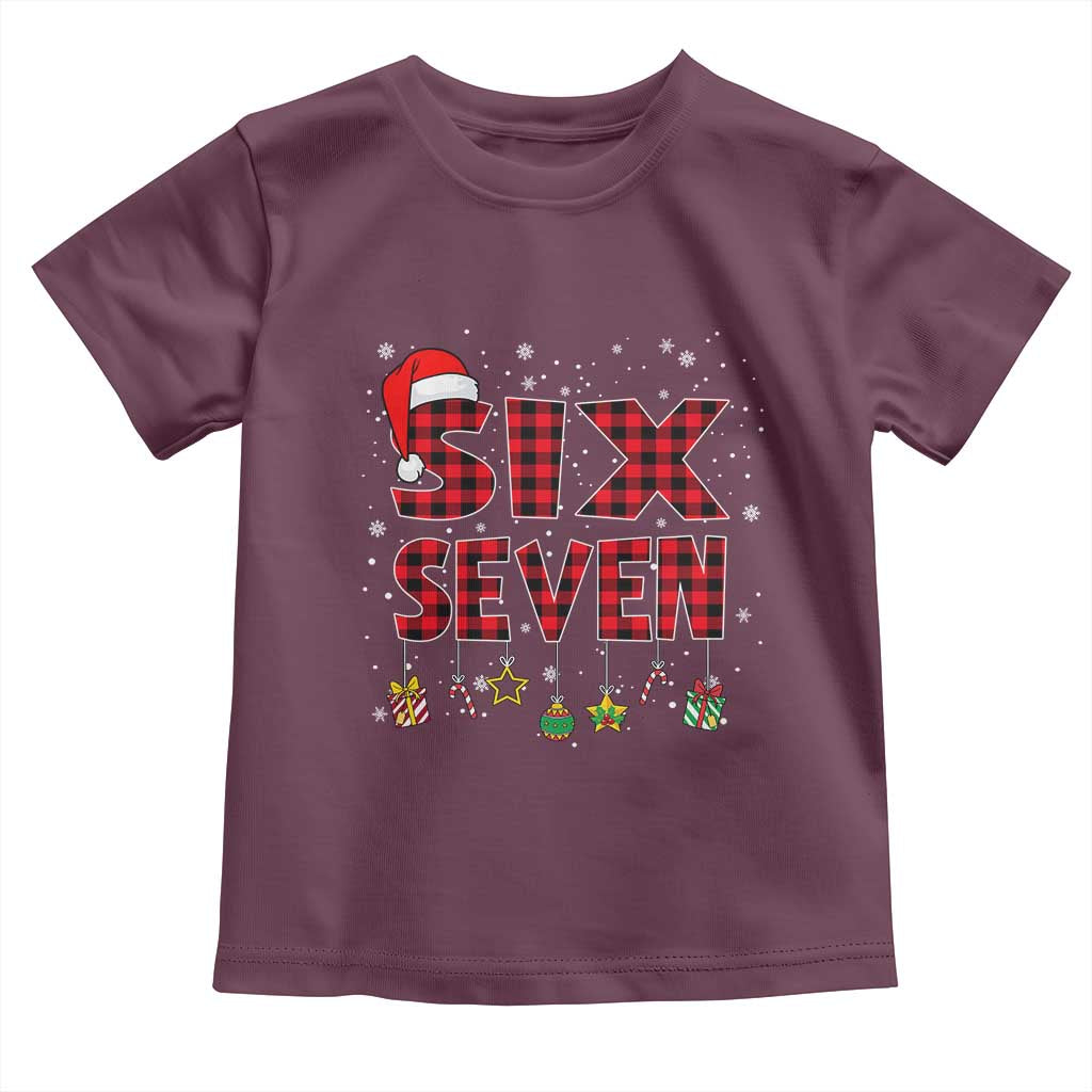 Funny Six Seven Christmas Toddler T Shirt 67 Meme Gen Alpha Slang Red Plaid Xmas Pajamas - Wonder Print Shop