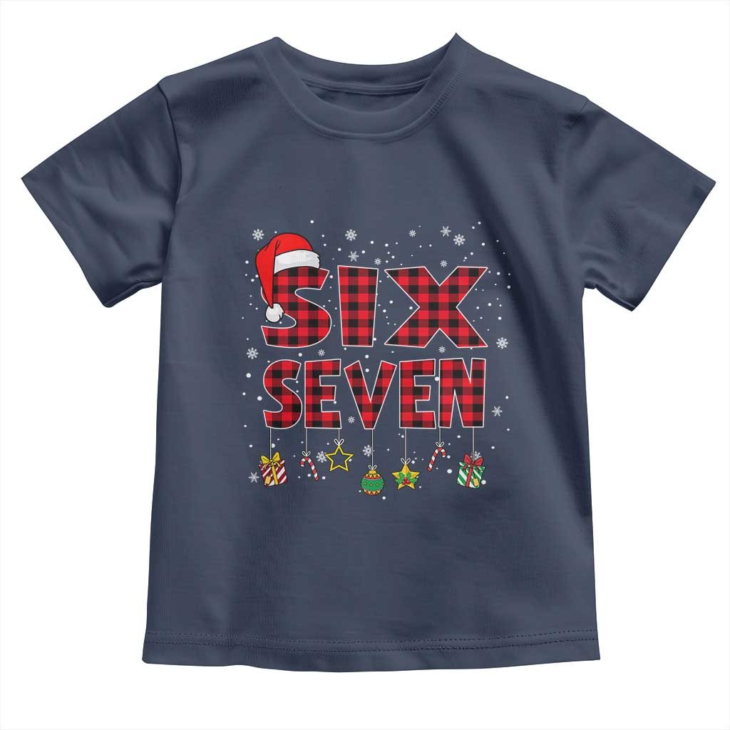 Funny Six Seven Christmas Toddler T Shirt 67 Meme Gen Alpha Slang Red Plaid Xmas Pajamas - Wonder Print Shop