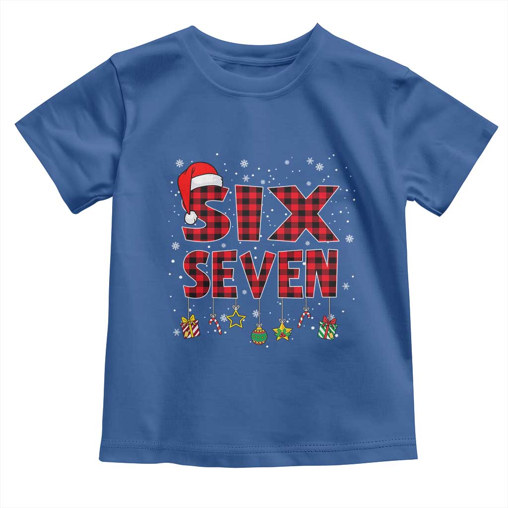 Funny Six Seven Christmas Toddler T Shirt 67 Meme Gen Alpha Slang Red Plaid Xmas Pajamas - Wonder Print Shop