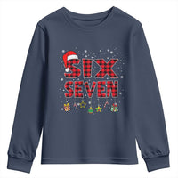 Funny Six Seven Christmas Youth Sweatshirt 67 Meme Gen Alpha Slang Red Plaid Xmas Pajamas - Wonder Print Shop