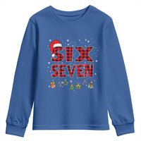 Funny Six Seven Christmas Youth Sweatshirt 67 Meme Gen Alpha Slang Red Plaid Xmas Pajamas - Wonder Print Shop