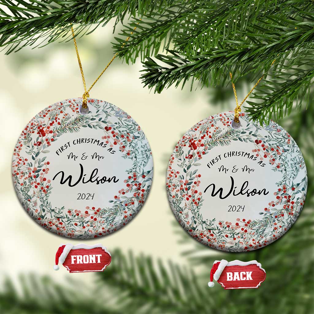 Personalised First Xmas as Mr & Mrs Christmas Ornament Custom Name Wedding Gifts for Newlywed Couple - Wonder Print Shop