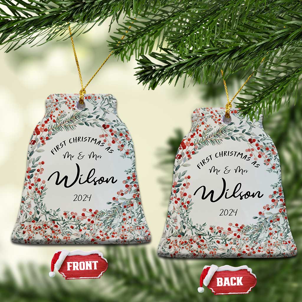 Personalised First Xmas as Mr & Mrs Christmas Ornament Custom Name Wedding Gifts for Newlywed Couple - Wonder Print Shop
