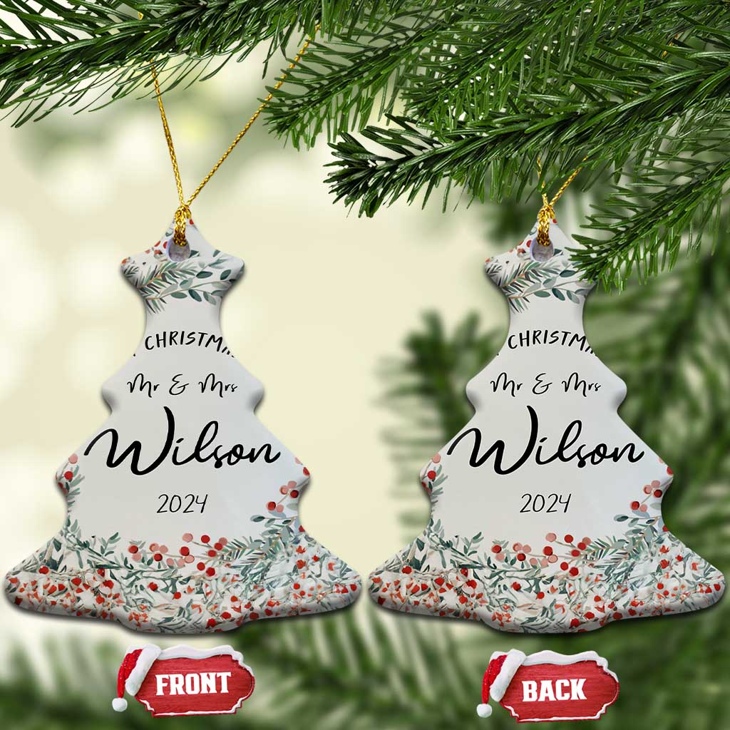 Personalised First Xmas as Mr & Mrs Christmas Ornament Custom Name Wedding Gifts for Newlywed Couple - Wonder Print Shop