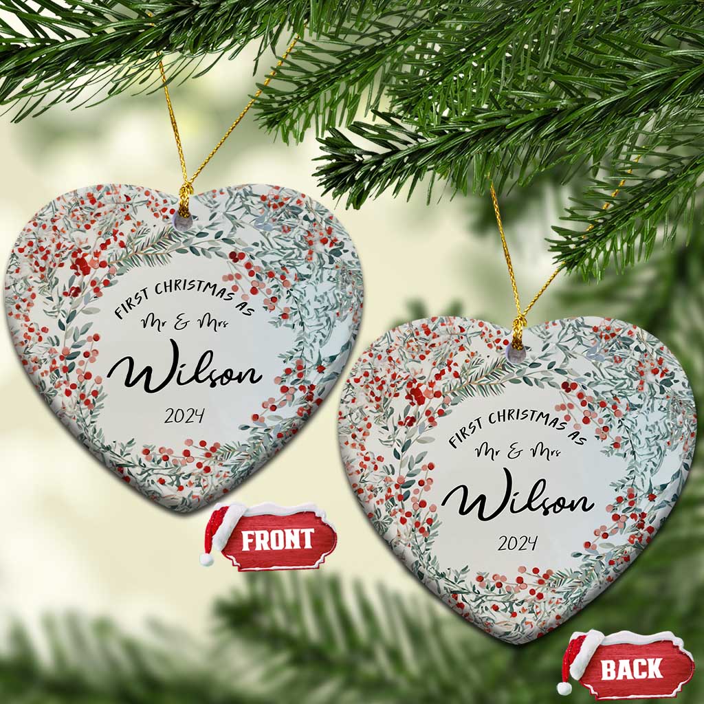 Personalised First Xmas as Mr & Mrs Christmas Ornament Custom Name Wedding Gifts for Newlywed Couple - Wonder Print Shop