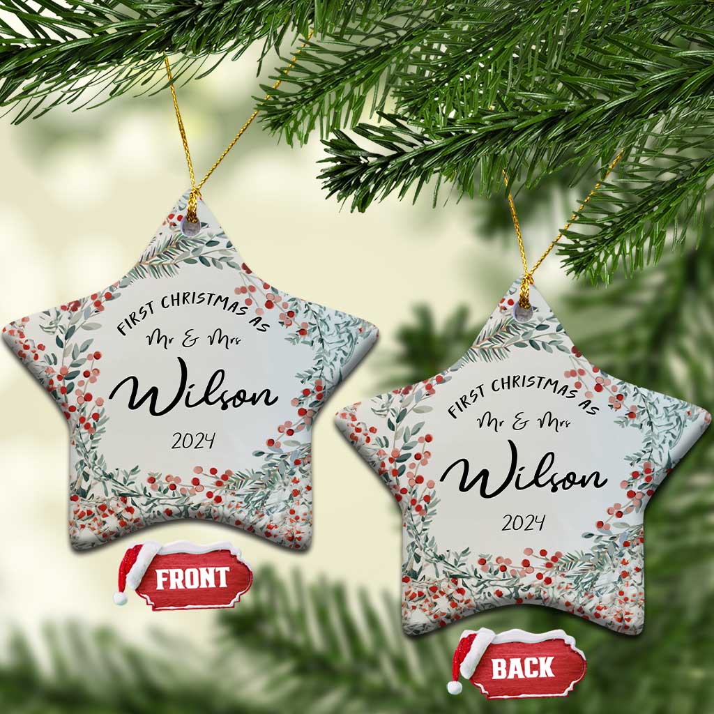 Personalised First Xmas as Mr & Mrs Christmas Ornament Custom Name Wedding Gifts for Newlywed Couple - Wonder Print Shop
