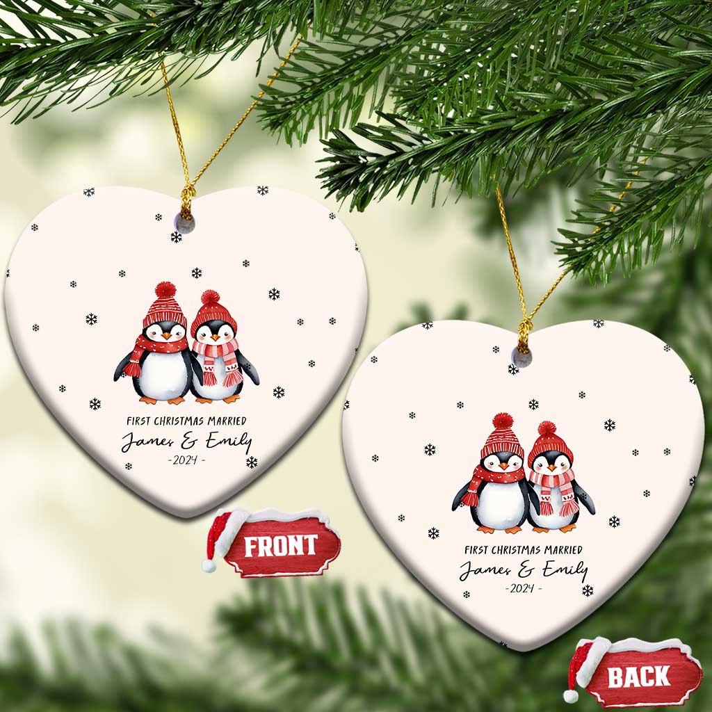 Personalised First Xmas Married Christmas Ornament Custom Name 2024 Keepsake Wedding Gifts for Couple Her or Him - Wonder Print Shop