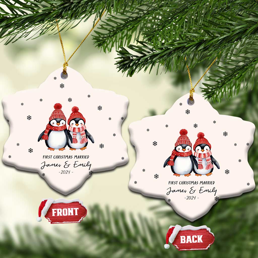 Personalised First Xmas Married Christmas Ornament Custom Name 2024 Keepsake Wedding Gifts for Couple Her or Him - Wonder Print Shop
