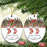 Personalised First Xmas Married Christmas Ornament Custom Name Wedding Gifts for Newlywed Couple Mr & Mrs - Wonder Print Shop