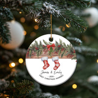 Personalised First Xmas Married Christmas Ornament Custom Name Wedding Gifts for Newlywed Couple Mr & Mrs - Wonder Print Shop