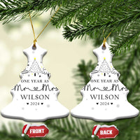 Personalized First Wedding Anniversary Christmas Ornament Custom Name One Year As Mr & Mrs - Wonder Print Shop