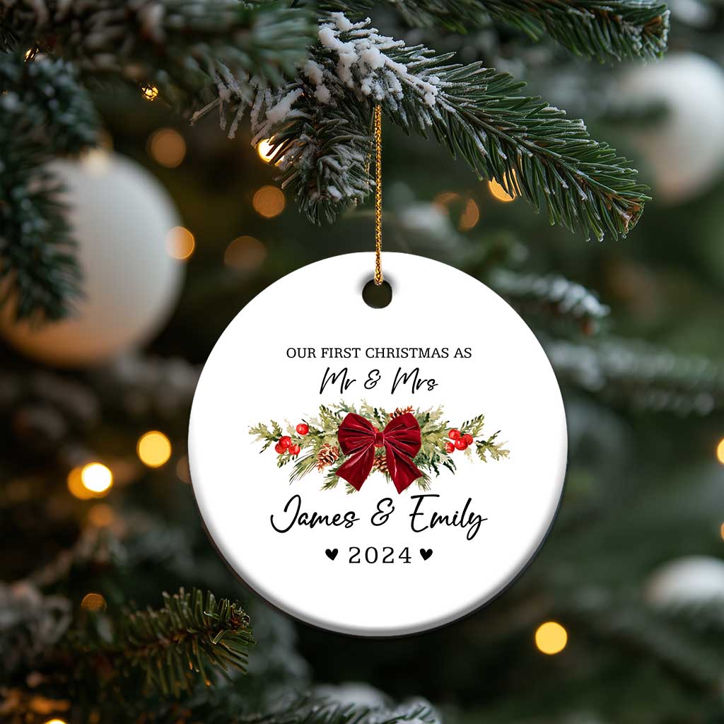 Personalised First Xmas as Mr & Mrs Christmas Ornament Custom Name Keepsake Wedding Gifts for Newlywed Couple - Wonder Print Shop