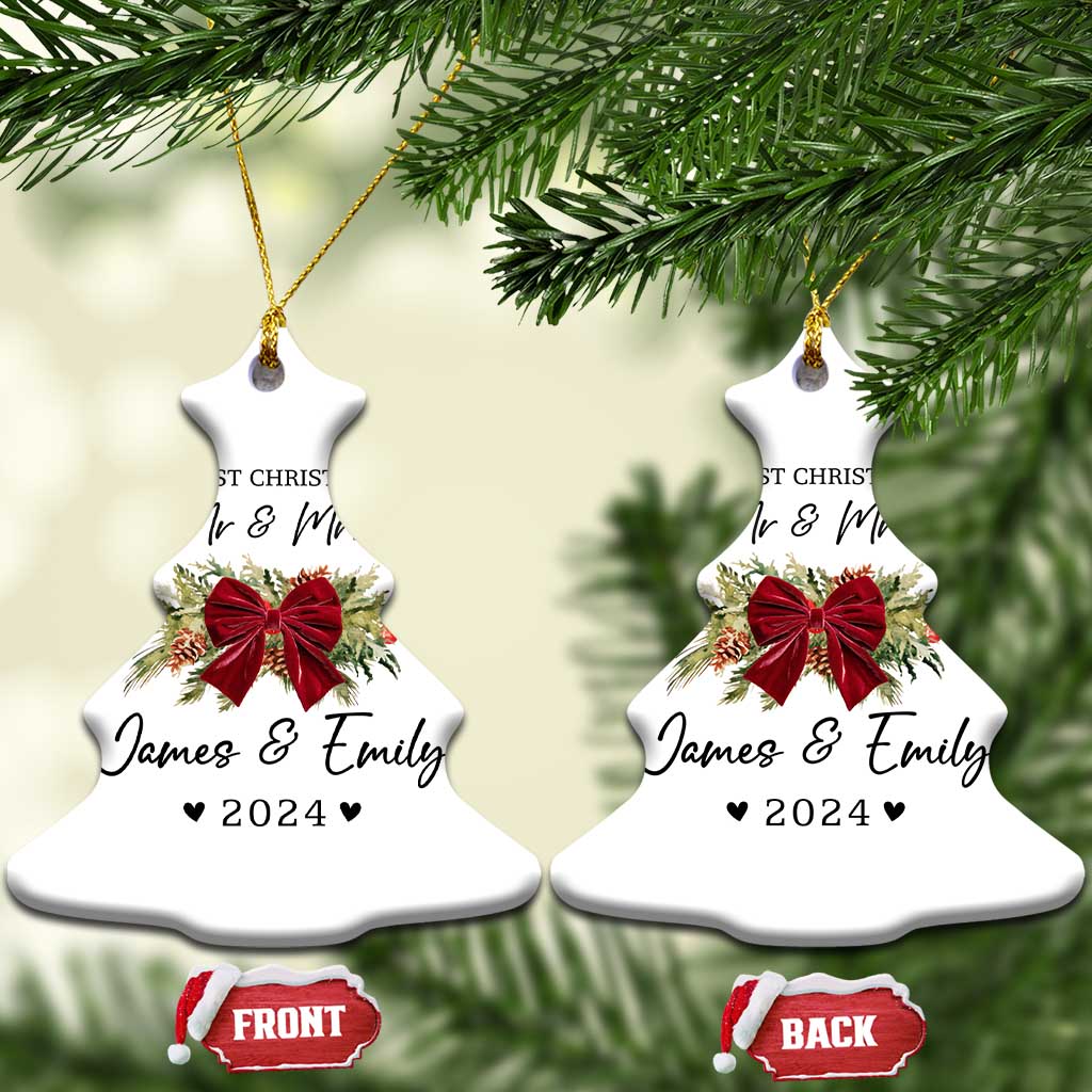 Personalised First Xmas as Mr & Mrs Christmas Ornament Custom Name Keepsake Wedding Gifts for Newlywed Couple - Wonder Print Shop